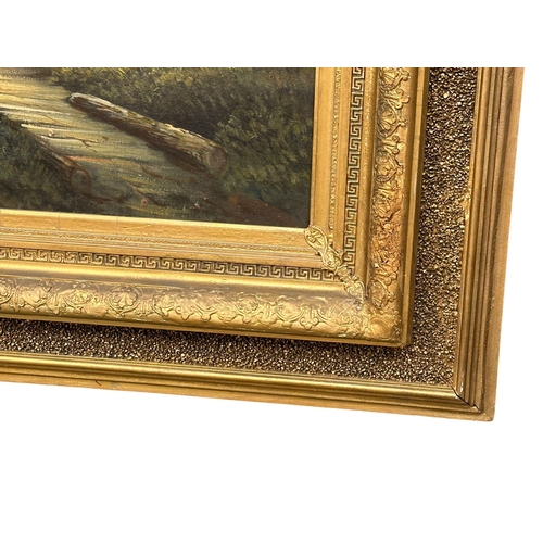 123 - A large 19th century oil painting on canvas by A. Wilkow. Poland. 92x50cm. Frame 125x82cm