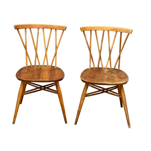 802 - A pair of Mid Century Blonde Elm & Beech ‘Model 376’ dining chairs by Ercol. 1960’s. 1