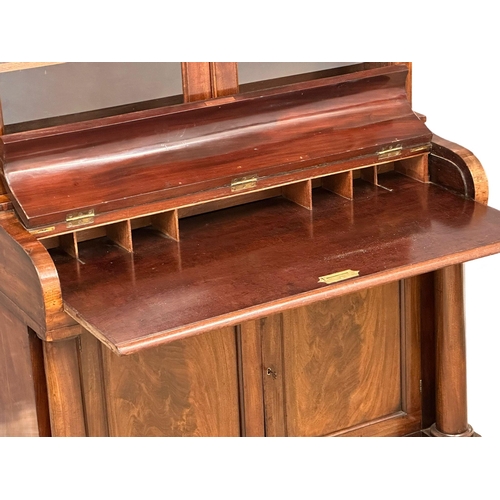 880 - A Mid 19th Century mahogany piano top bureau bookcase with Doric columns, 107cm x 59cm x 137cm  6