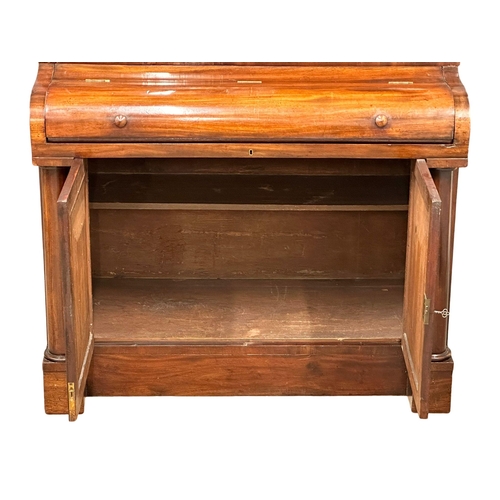 880 - A Mid 19th Century mahogany piano top bureau bookcase with Doric columns, 107cm x 59cm x 137cm  6