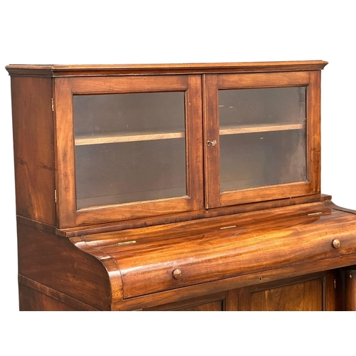 880 - A Mid 19th Century mahogany piano top bureau bookcase with Doric columns, 107cm x 59cm x 137cm  6