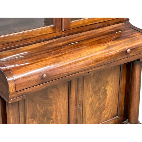 880 - A Mid 19th Century mahogany piano top bureau bookcase with Doric columns, 107cm x 59cm x 137cm  6