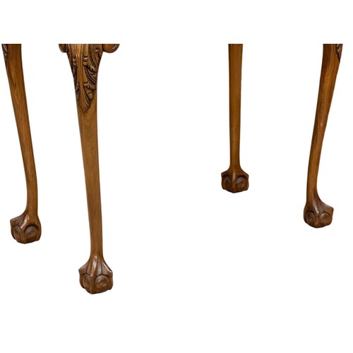 872 - A George III style Burr Walnut turnover games table on ball & claw feet. 76cm x 42cm x 74cm 3