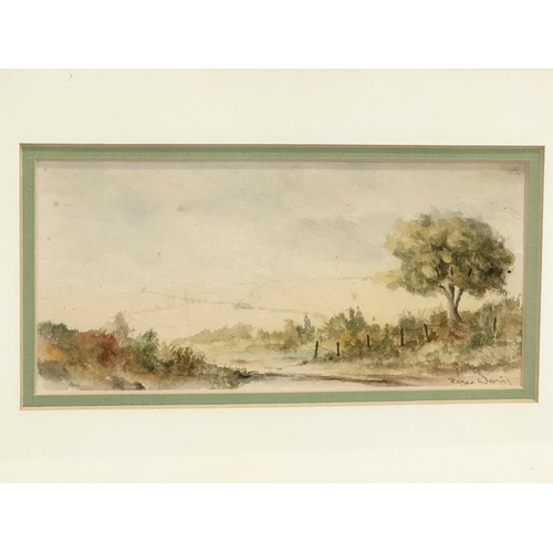 788 - A watercolour by Roger Waring. 17x8cm. Frame 30x21cm