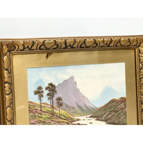 796 - 2 early 20th century oil painting in gilt frames. 40x25cm. Frames 59x44cm