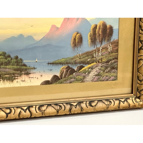 796 - 2 early 20th century oil painting in gilt frames. 40x25cm. Frames 59x44cm