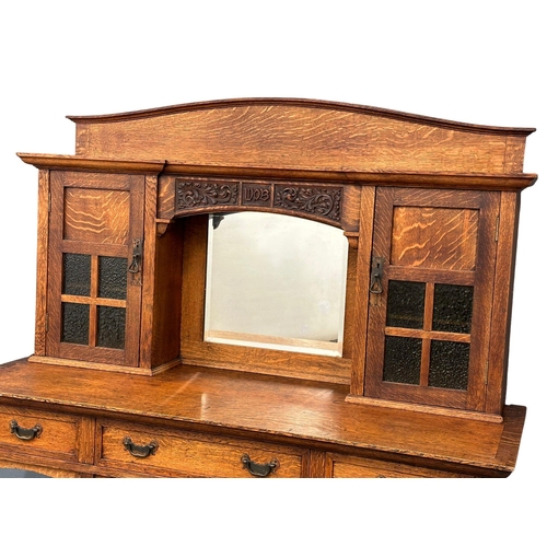 873A - A good quality late 19th century Arts & Crafts oak mirror back sideboard. Circa 1890-1900. 154x62x18... 