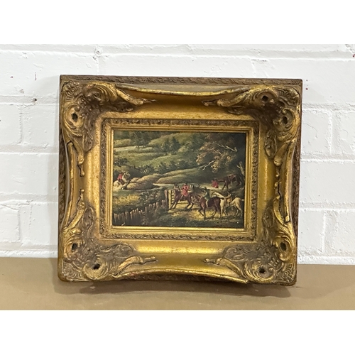 4 - A vintage Carvers & Gilders ornate gilt framed oleograph. 35x8x30cm
