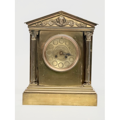 13 - A large late 19th century French brass mantle clock by AD Mougin Deux Medailles. With pendulum. 28.5... 