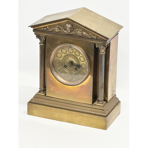 13 - A large late 19th century French brass mantle clock by AD Mougin Deux Medailles. With pendulum. 28.5... 