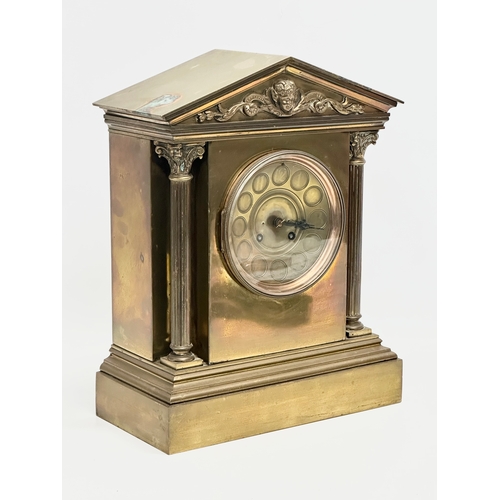 13 - A large late 19th century French brass mantle clock by AD Mougin Deux Medailles. With pendulum. 28.5... 