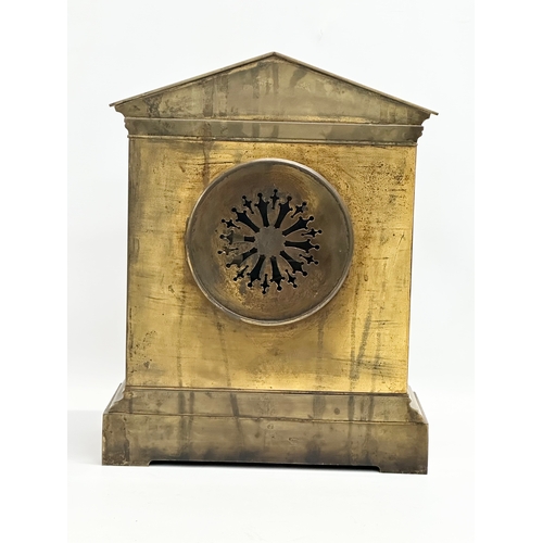 13 - A large late 19th century French brass mantle clock by AD Mougin Deux Medailles. With pendulum. 28.5... 