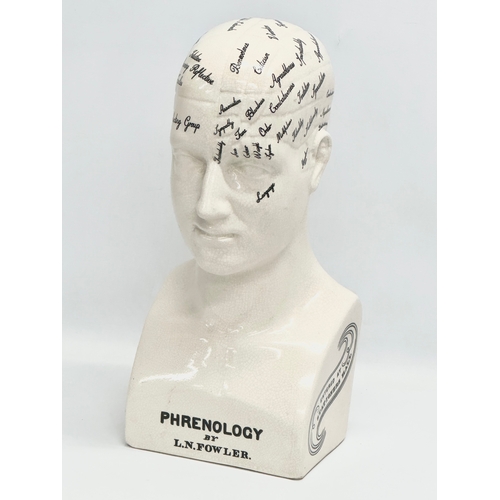 15 - A large late 20th century Phrenology head in the manner of L.N. Fowler. 21x16x47cm