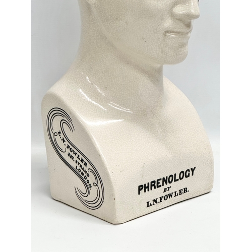 15 - A large late 20th century Phrenology head in the manner of L.N. Fowler. 21x16x47cm