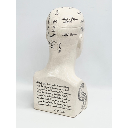 15 - A large late 20th century Phrenology head in the manner of L.N. Fowler. 21x16x47cm