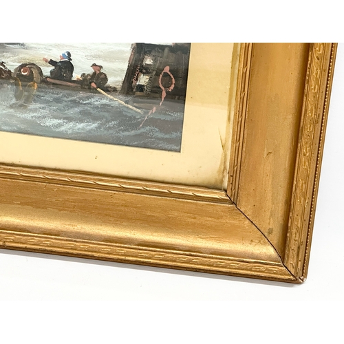 72 - A Late 19th/Early 20th Century oil painting in gilt frame. 48x28cm. Frame 69.5x49cm