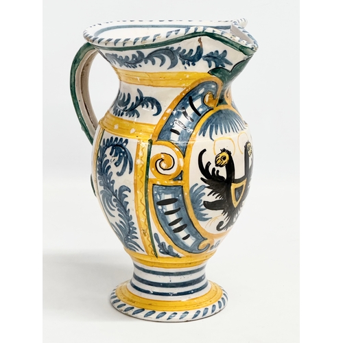 41 - A rare late 18th/early 19th century Italian Majolica Pesaro Admiral jug. Circa 1780-1820. 19x15x23cm