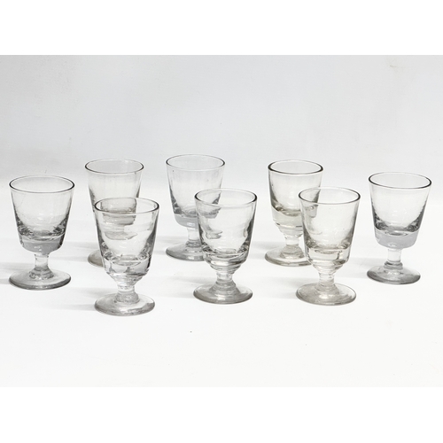 78 - A set of 8 19th Century Victorian glass rummers/dram glasses. Circa 1850-1870. 11cm.