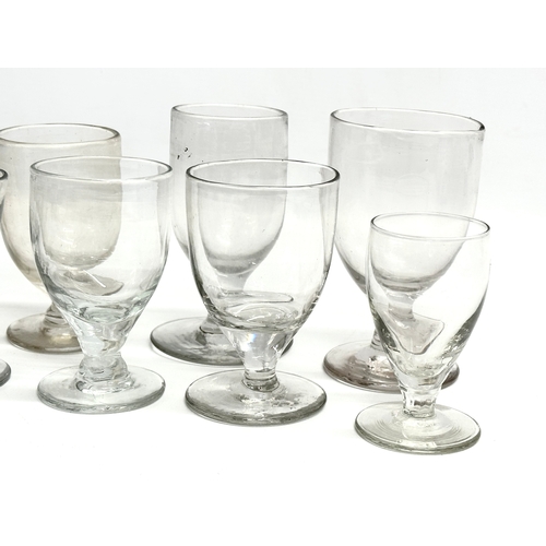 88 - 10 19th century Victorian rummers/gin glasses. Circa 1850-1870. 12cm, 11cm, 10cm, 9cm.