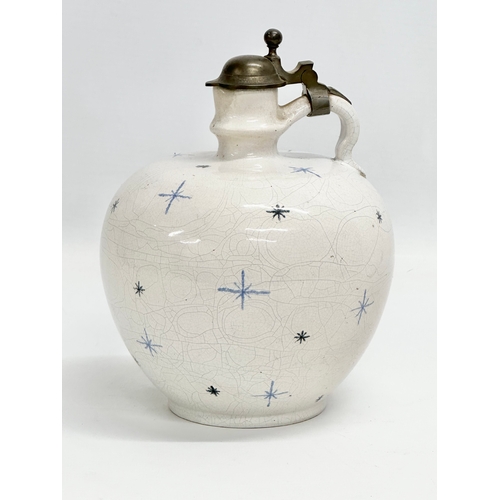 96 - A late 19th century Continental enamelled carafe. 13x13x18cm