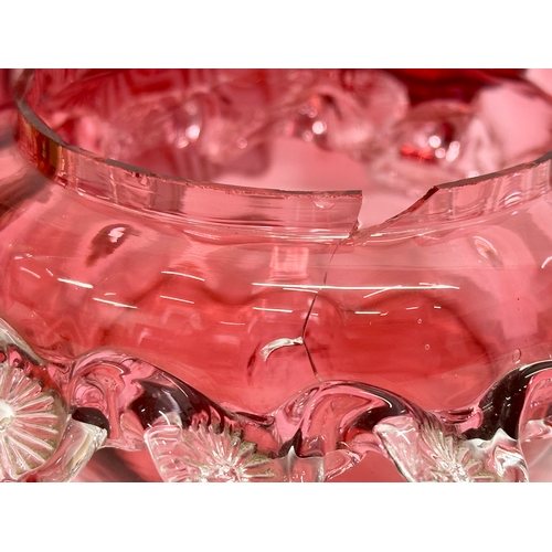 164 - A collection of Victorian Ruby and Cranberry Glass. Damaged.