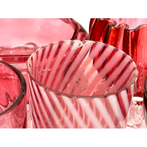 164 - A collection of Victorian Ruby and Cranberry Glass. Damaged.