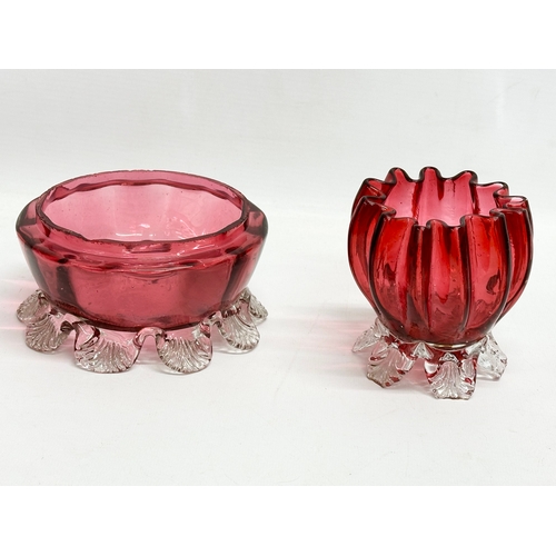 164 - A collection of Victorian Ruby and Cranberry Glass. Damaged.