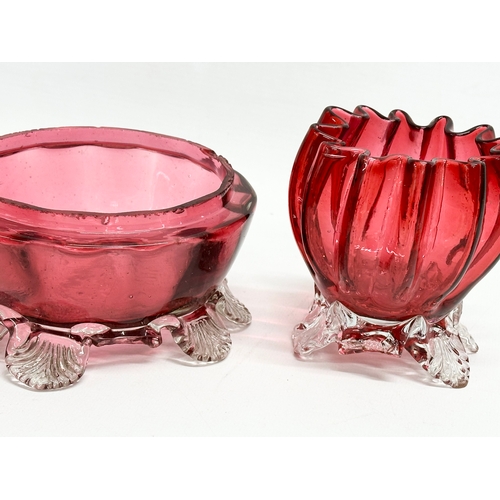 164 - A collection of Victorian Ruby and Cranberry Glass. Damaged.