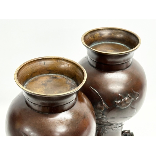 46 - A pair of large 19th Century Japanese bronze vases. Late Edo Period/Early Meiji. Circa 1850-1880. Wi... 