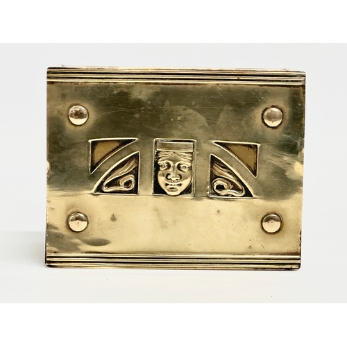 1 - Carl Deffner. A Late 19th Century Art Nouveau brass cigarette box designed by Carl Deffner. Circa 18... 