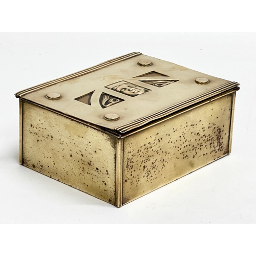 1 - Carl Deffner. A Late 19th Century Art Nouveau brass cigarette box designed by Carl Deffner. Circa 18... 