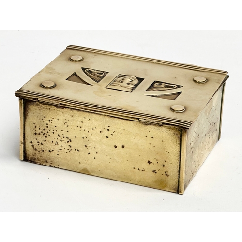 1 - Carl Deffner. A Late 19th Century Art Nouveau brass cigarette box designed by Carl Deffner. Circa 18... 