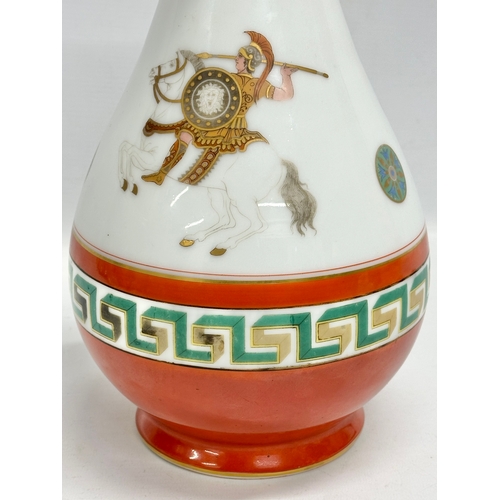 52 - A large porcelain baluster vase in the manner of Edouard Honore. With Grecian warriors and Greek key... 