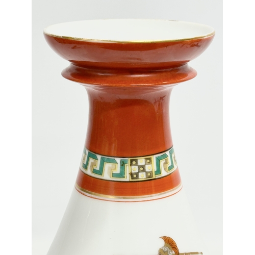 52 - A large porcelain baluster vase in the manner of Edouard Honore. With Grecian warriors and Greek key... 