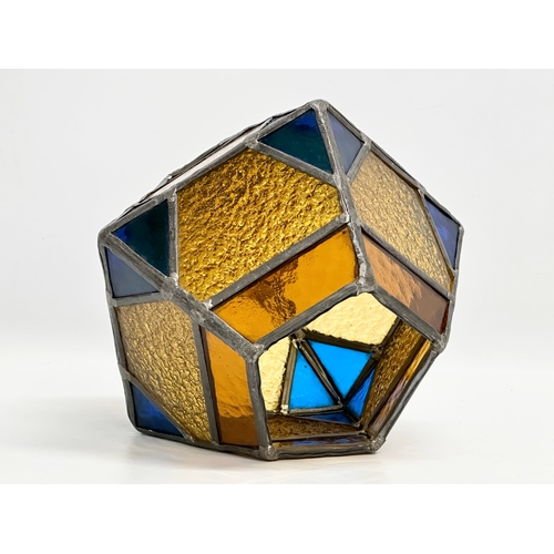 101 - An Early 20th Century Amber and Bristol Blue glass light shade. 22x22x22cm