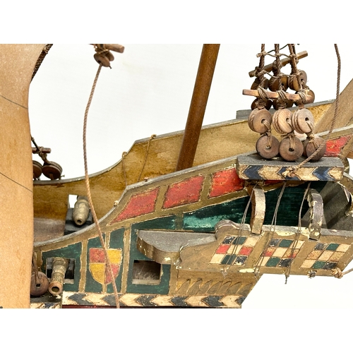 8 - A good quality Early 20th Century ‘The Golden Hind’ model ship. With metal cannons, anchors and hind... 