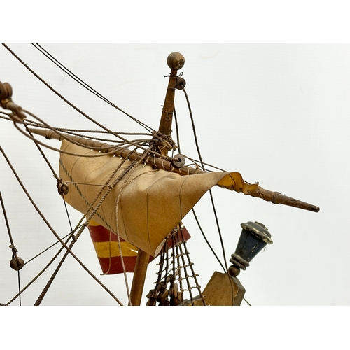 8 - A good quality Early 20th Century ‘The Golden Hind’ model ship. With metal cannons, anchors and hind... 