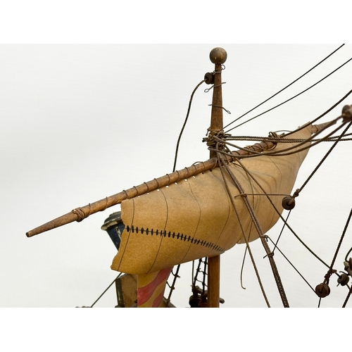 8 - A good quality Early 20th Century ‘The Golden Hind’ model ship. With metal cannons, anchors and hind... 