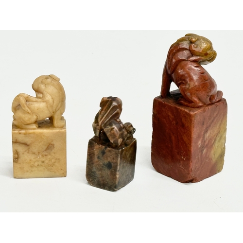 9 - A collection of Early and Late 20th Century Chinese Soapstone. 8cm. 9x7.5cm. 6cm