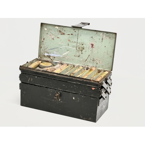 27 - A Late 19th/Early 20th Century Theatrical makeup sets in Gamages of London tin. Leichner, Max Factor... 