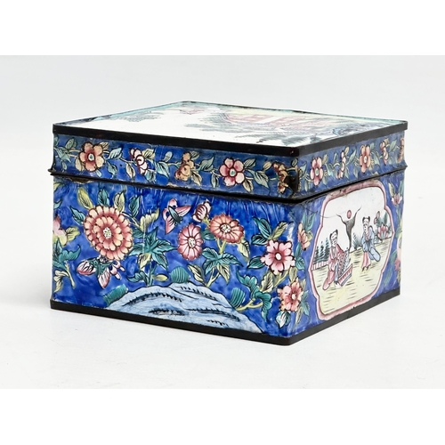 103 - An Early 20th Century Chinese Canton Cloisonné Enamel trinket box. Circa 1900. 9.5x9.5x5.5cm