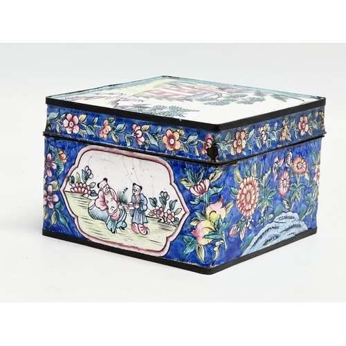 103 - An Early 20th Century Chinese Canton Cloisonné Enamel trinket box. Circa 1900. 9.5x9.5x5.5cm