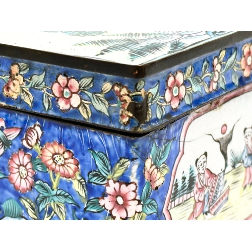 103 - An Early 20th Century Chinese Canton Cloisonné Enamel trinket box. Circa 1900. 9.5x9.5x5.5cm