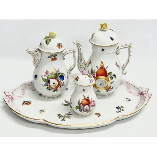 121 - A Herend ‘Market Garden’ hand painted porcelain part tea service. Early and Mid 20th Century. Includ... 