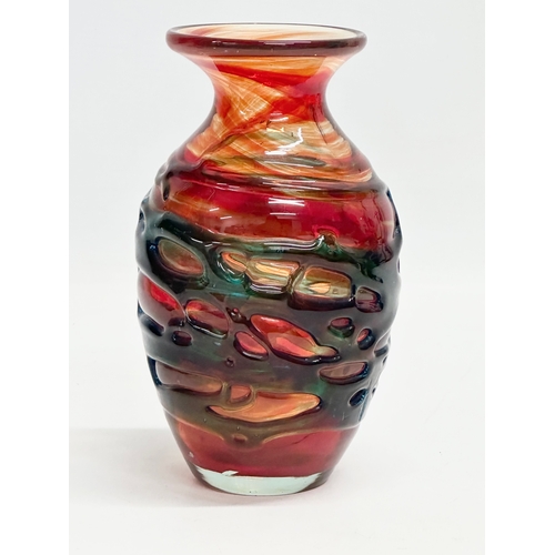 122 - 2 Mdina Art Glass vases designed by Michael Harris. 19.5cm