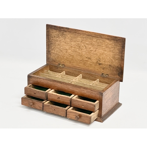 56 - An Early 20th Century oak watchmakers chest. 23x12x9cm