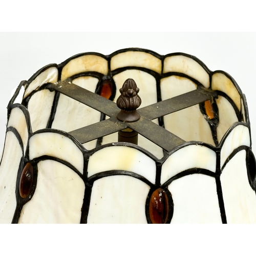 104 - A large Tiffany style table lamp with amber glass droplets. 44x70cm