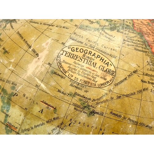 31 - A 1920’s Geographia 8inch Terrestrial Globe. Geographia LTD, London. 39.5cm