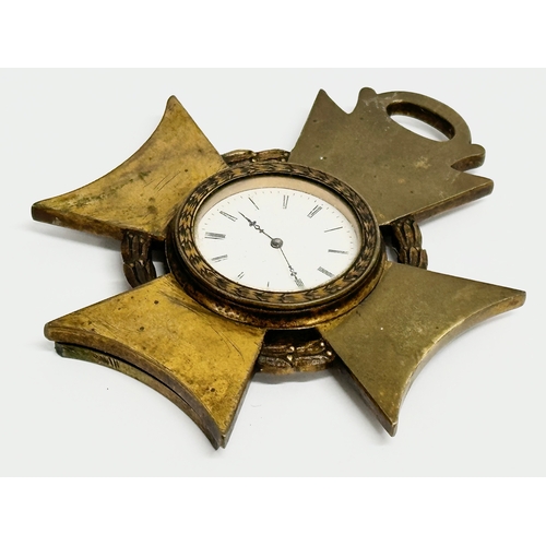 33 - A good quality Early 20th century German brass Strut clock. 9x10.5cm