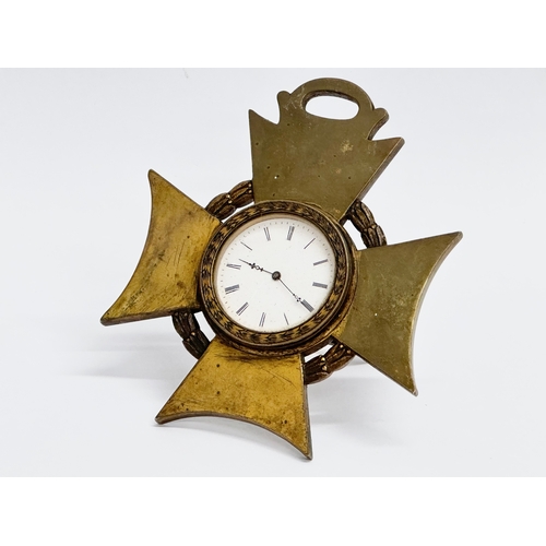 33 - A good quality Early 20th century German brass Strut clock. 9x10.5cm